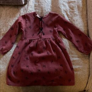 Zara Burgundy Kids Dress with Bow Detail